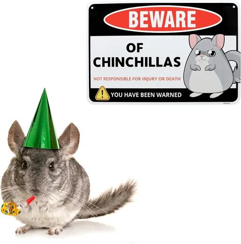 Miniatura 4 de Venicor Letrero decorativo de chinchillas – 8 x 12 pulgadas – Aluminio – Accesorios para jaula de chinchilla, juguetes, decoración de ruedas, regalo