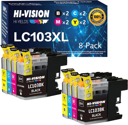 Cartucho de tinta de repuesto compatible para LC-103 LC103 XL, 2 unidades, negro, cian, amarillo, magenta, paquete de 8