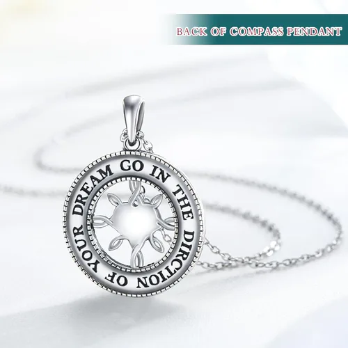 Miniatura 6 de Collar con brújula Go in the Direction of Your Dream con nudo celta irlandés, medallón redondo, brújula, colgante para hombres y mujeres, cristal