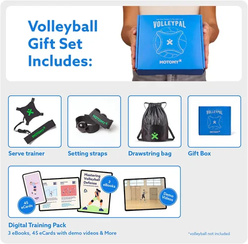 Miniatura 2 de Ayuda para equipo de entrenamiento de voleibol MOTOMY™ ‘VolleyPal’ – Entrenador de rebote en solitario para saque, pico, colocación y pase; Equipo