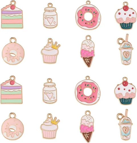 Miniatura 13 de Encantos de esmalte de postre de comida de caramelo piruleta, Metal