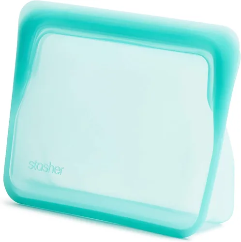Miniatura 5 de Stasher Bolsas de almacenamiento de silicona reutilizables (medias, transparentes) y (Mini, Aqua)