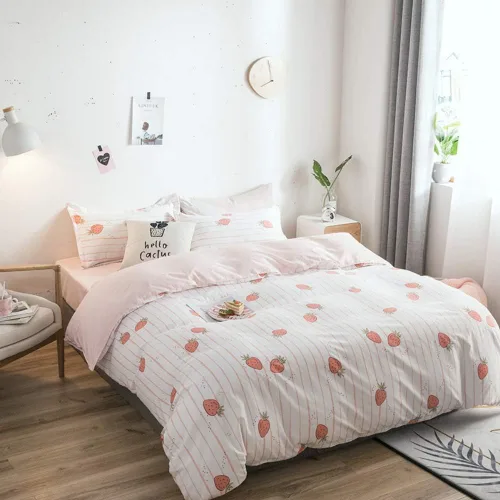 Miniatura 7 de Feelyou - Juego de funda de edredón con 2 fundas de almohada, de microfibra suave de poliéster, diseño de frutas de caricatura, individual y queen