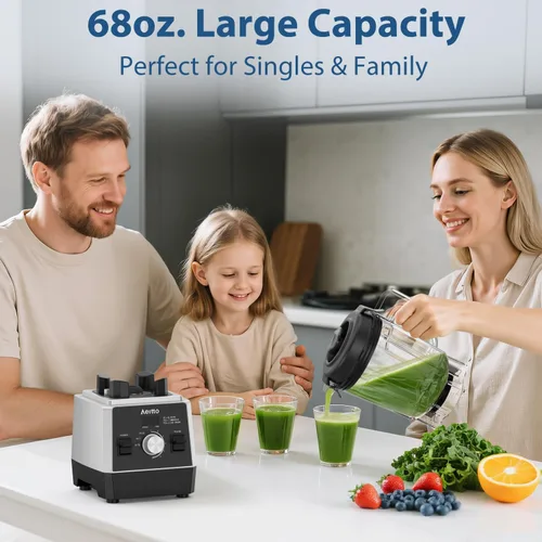 Miniatura 3 de Aeitto Licuadoras para cocina, licuadora profesional de encimera de 1800 W, licuadora de batidos de gran capacidad de 68 onzas con 3 programas y 7