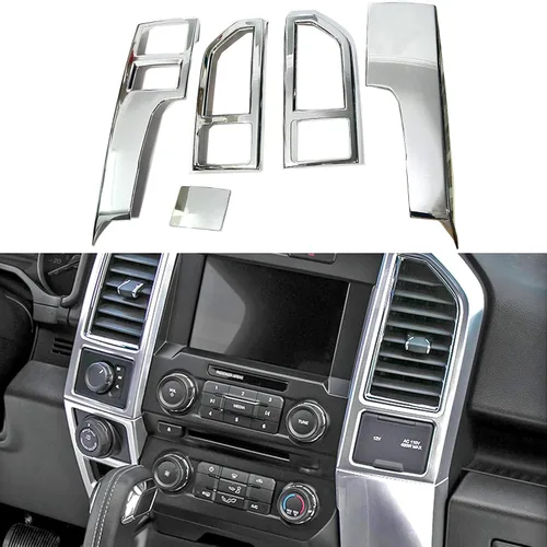 Keptrim para F150 Cromo Adorno de la Consola Central del Aire Acondicionado para Ford F150 2015 2016 2017 2018 2019 2020, 5 piezas