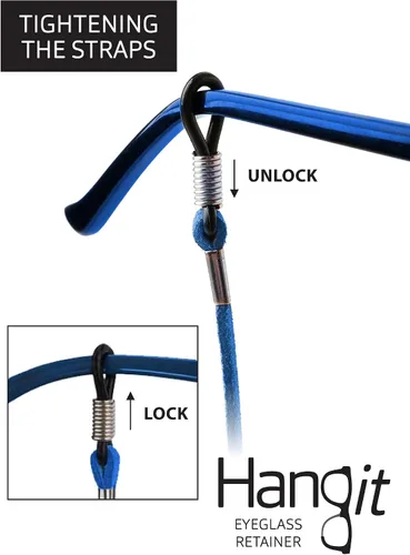Miniatura 3 de HANGIT - Lentes elegantes cadena de correa para lentes de sol banda deportiva paquete de 3 unidades piel sintética para hombres y mujeres beige