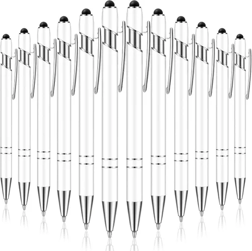 Miniatura 24 de Tenare 12 piezas 2 en 1 bolígrafo de metal con punta de lápiz capacitivo, bolígrafo de 1,0 mm de tinta negra para pantallas táctiles (color surtido)