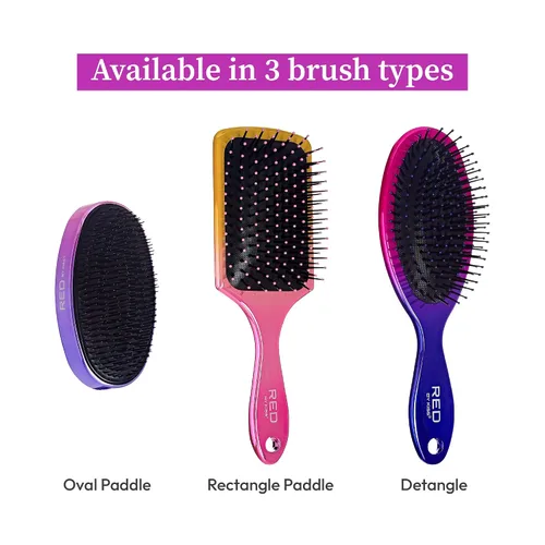 Miniatura 6 de RED by Kiss Cepillo desenredante para hombres, mujeres y niños. Cepillos desenredantes de carbón de cristal para cabello grueso, rizado, natural