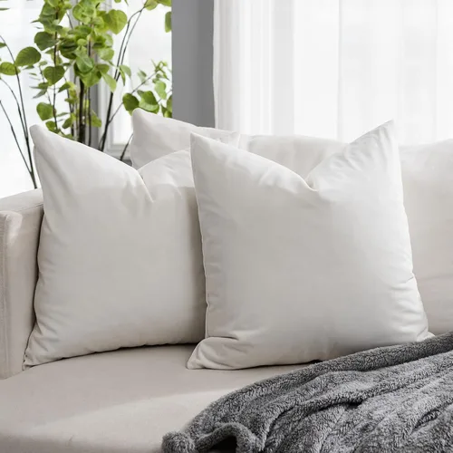 Miniatura 26 de Juego de 2 fundas de almohada decorativas de terciopelo de 14 x 14 pulgadas con cremallera, fundas de cojín cuadradas suaves y lisas de lujo