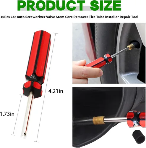 Miniatura 6 de 10Pcs Auto Herramienta de reparación de neumáticos con destornillador para quitar núcleo de válvula 6523339 Herramienta de reparación