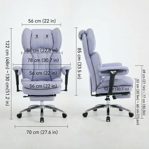 Miniatura 2 de Efomao Silla de oficina blanca grande y alta con reposapiés, silla ergonómica de respaldo alto para computadora con reposabrazos ajustables, asiento
