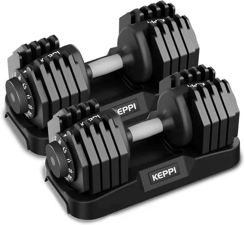 Miniatura 9 de Keppi - Juego de mancuernas ajustables de 25 libras/40 libras/55 libras/60 libras, mango de peso ajustable rápido de metal antideslizante, ejercicio