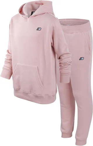 New Balance Conjunto deportivo para niña, conjunto de 2 piezas con capucha de forro polar y pantalones deportivos para niños (5-16)