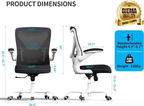 Miniatura 2 de Silla de oficina ergonómica, sillas de escritorio para computadora cómodas, silla de juegos de respaldo alto de malla con soporte lumbar ajustable