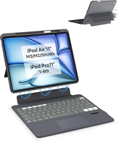 Miniatura 11 de EIP Funda con teclado Bluetooth para iPad de 10.2 pulgadas (7ª/8ª/9ª generación) y iPad Air de 10.5 pulgadas (3ª generación), funda magnética