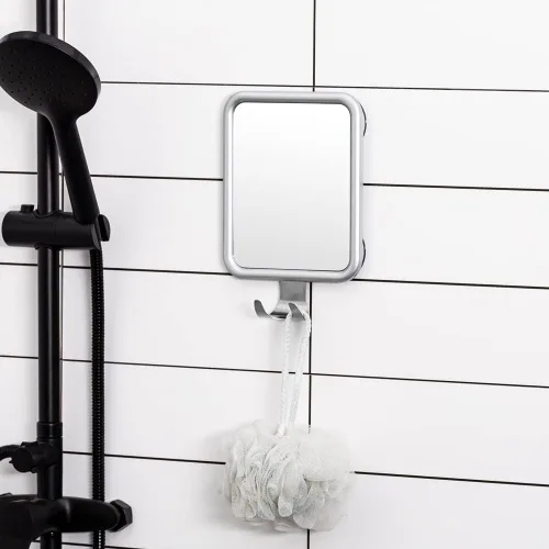 Miniatura 2 de Espejo de ducha sin niebla para afeitar, rectangular con 4 ventosas, espejo de ducha sin niebla con soporte para maquinilla de afeitar, a prueba
