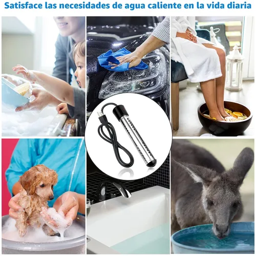 Miniatura 7 de Calentador de Agua de Inmersión Eléctrico, Calentador de Agua Caliente Portátil de 2000W con Protector de Acero Inoxidable 304 y Termómetro LCD