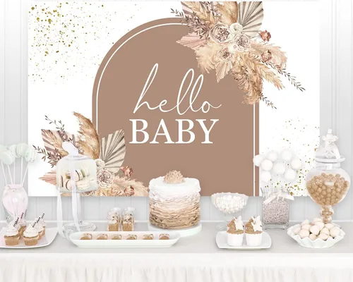 Miniatura 2 de Fondo bohemio de 5 x 3 pies para fotografía de baby shower, fondo dorado con purpurina para decoración de fiesta de cumpleaños de bebé, hierba