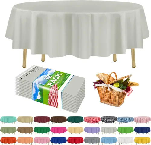 Miniatura 53 de Zimpleware - Mantel redondo de plástico para fiestas de 213 cm (84 pulgadas) de diámetro (paquete de 1, 6 y 12 unidades)