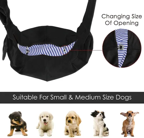 Miniatura 3 de Bolsa de viaje pequeña para perros y gatos – Transportador de mascotas manos libres con correa ajustable y barril de identificación de acero
