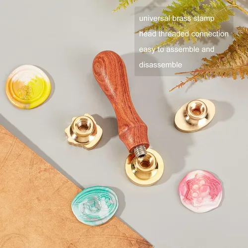 Miniatura 4 de CRASPIRE Juego de cabezales de sello de cera, diseño de huellas de patas, 3 piezas, sellos de cera de sellado vintage, sellos de cobre