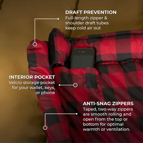 Miniatura 5 de TETON Sports Deer Hunter Sleeping Bag, Warm and Comfortable Camping Sleeping Bag, Teton Tough Canvas Shell for Camping, Hunting, and Cold Weather