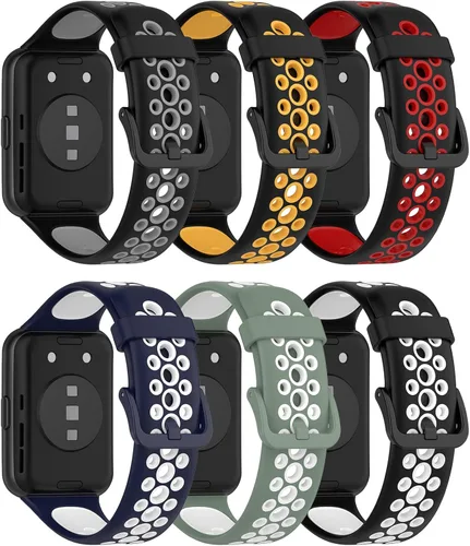 Miniatura 11 de Lijinlan Paquete de 4 correas compatibles con Huawei Watch Fit 2 activas/clásicas/elegantes, correa deportiva de repuesto de silicona suave Paquete 2