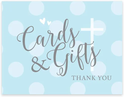 Miniatura 30 de Andaz Press Colección de bautismo de niño azul y gris, banderín colgante personalizado con cuerda, agradecimiento por celebrar el bautismo