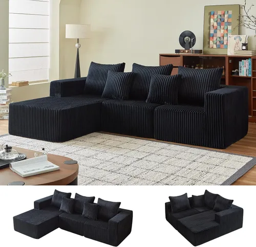 Miniatura 13 de Sofás seccionales de 102" para sala de estar, sofá nube sin estructura, sofá en forma de L con asiento profundo de gran tamaño, sofá cómodo