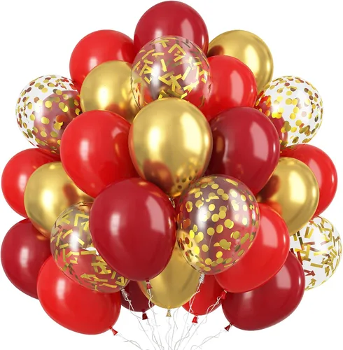 Miniatura 15 de Set de globos azul polvo, 60 paquetes de 12 pulgadas de globos metálicos dorados cromados, azul macarrón, azul océano, blanco arena, confeti