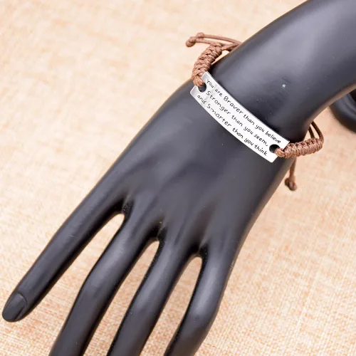 Miniatura 3 de O. Riya You Are Braver Than You Believe-Pulsera encantadora e inspiradora.