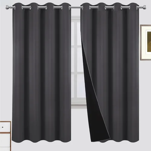 Miniatura 63 de LEMOMO Cortinas 100% opacas de 52 x 95 pulgadas, 2 paneles de oscurecimiento con aislamiento térmico para dormitorio Negro