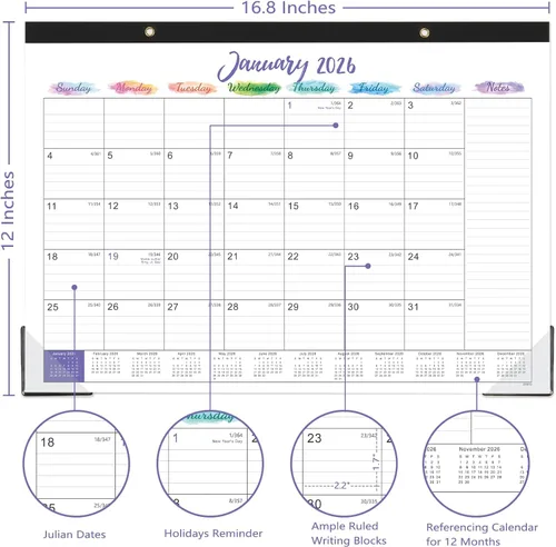 Miniatura 4 de Calendario de escritorio 2026 – Calendario 2026 de enero de 2026 a diciembre de 2026, calendario de escritorio de 12 meses, 17 x 12 pulgadas