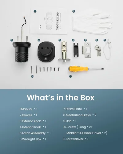 Miniatura 8 de Pomo de puerta inteligente con teclado, cerradura electrónica de puerta de entrada sin llave, bloqueo automático 3S, mango antideslizante