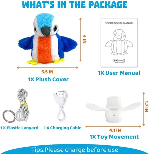 Miniatura 6 de Juguete interactivo de pingüino para gatos, juguete recargable con alas aleteadas con hierba gatera, alas de batir automáticas, divertido juguete