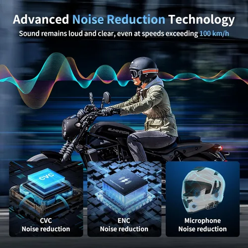 Miniatura 4 de Fodsports M1-S Air - Auriculares Bluetooth para motocicleta con compartición de música, intercomunicador de 4 vías para moto, sistema