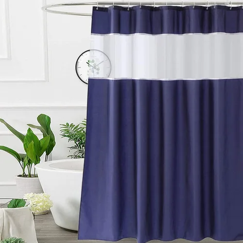 Miniatura 26 de UFRIDAY - Cortina de ducha de tela moderna en negro y blanco, 48 x 72 pulgadas, cortina de ducha de tela para baño y bañeras, lavable a máquina