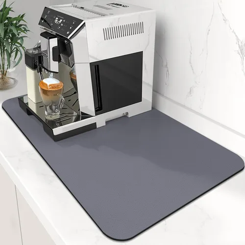 Miniatura 29 de WISELIFE Tapete de café súper absorbente para secar platos, accesorios de barra de café, combina con máquina, tapetes de secado grandes para Negro