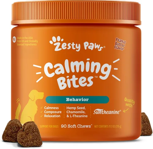 Miniatura 15 de Zesty Paws Vet Strength - Masticables calmantes para perros - para el estrés diario, relajación, compostura y separación, sabor a pavo ahumado, 90