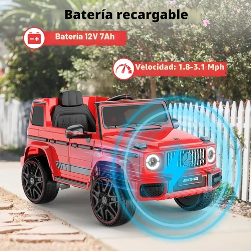 Miniatura 4 de ANPABO Auto de juguete Mercedes-Benz G63 con licencia, para niños, 12 V, con control remoto para padres, aviso de batería baja, faro delantero LED
