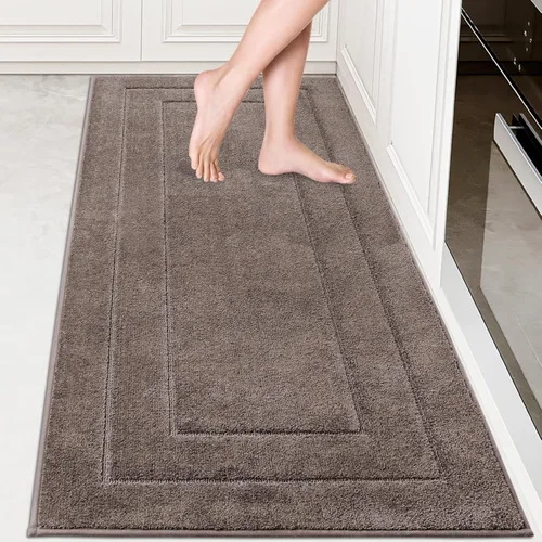 Miniatura 39 de PURRUGS Juego de 2 alfombras de cocina lavables a máquina (24 x 35.5 + 24 x 59 pulgadas), alfombras de pasillo de cocina antideslizantes y Marrón