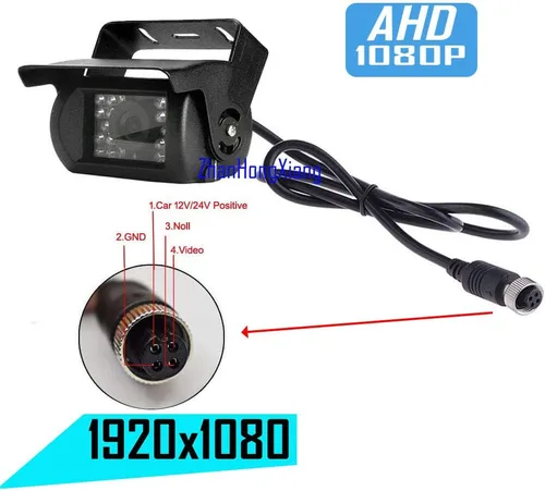 Miniatura 5 de Cámara de respaldo HD 1080P de 7 pulgadas, monitor de 7 pulgadas, 4 pines AHD AHD Kit de cámara retrovisor retrovisor con cable + monitor IPS de 4