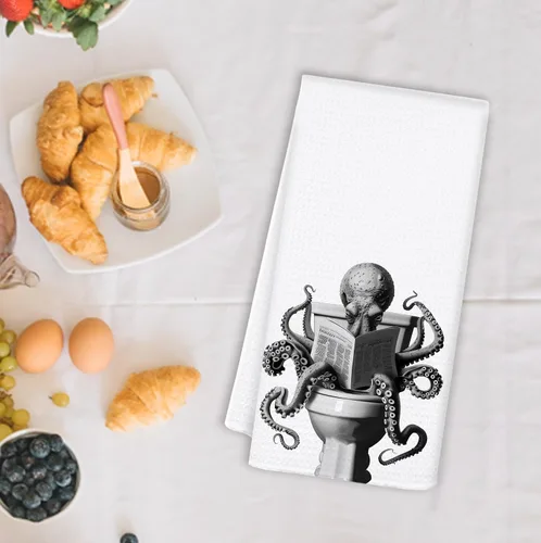 Miniatura 2 de Divertidas toallas de mano de pulpo para baño, baño, decoración de baño de octopu, regalos para amantes del pulpo para mujeres y hombres, toallas