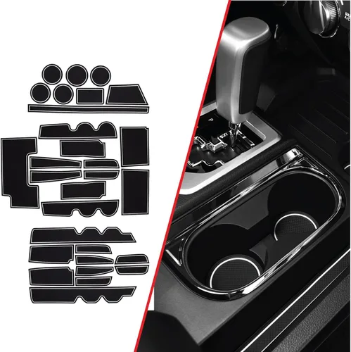 Miniatura 32 de CupHolderHero Compatible con accesorios Toyota Tundra 2014-2021 - Insertos de portavasos antideslizantes antipolvo, tapetes para consola central