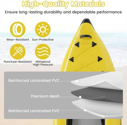 Miniatura 6 de S AFSTAR Kayak inflable, canoa para 2 personas con capacidad de 507 libras, suelo de puntadas, todos los accesorios y bolsa de transporte, kayak