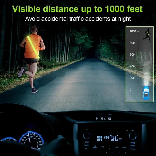 Miniatura 6 de Aucuu Brazalete LED Recargable (Paquete de 2), Equipo Reflectante de Alta Visibilidad para Correr, Luces para Corredores, Brazaletes Luminosos