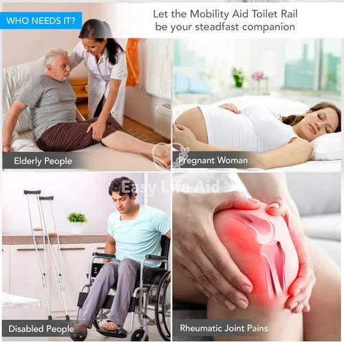 Miniatura 3 de Rieles de seguridad portátiles para inodoro de diseño de madera para personas mayores, altura y ancho ajustables, hasta 396.8 lbs, marco