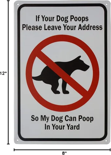 Miniatura 9 de AEIOUO - Cartel de metal para exteriores de metal para exteriores con mensaje "Clean If Your Dog Poops Please Leave Your Address So My Dog Can Poop