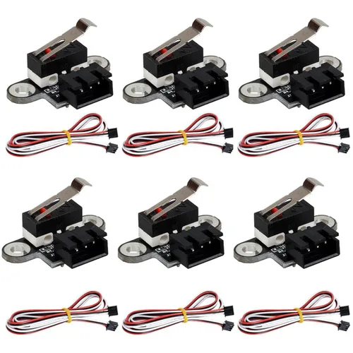 Miniatura 6 de Módulo de interruptor de límite mecánico horizontal para impresora 3D, interruptor de límite en miniatura de 3 pines con cables de 1m (6 piezas)