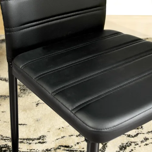 Miniatura 7 de Juego de 4 sillas de comedor de piel sintética, sillas tapizadas con respaldo alto sin brazos con marco de metal, asiento acolchado ergonómico